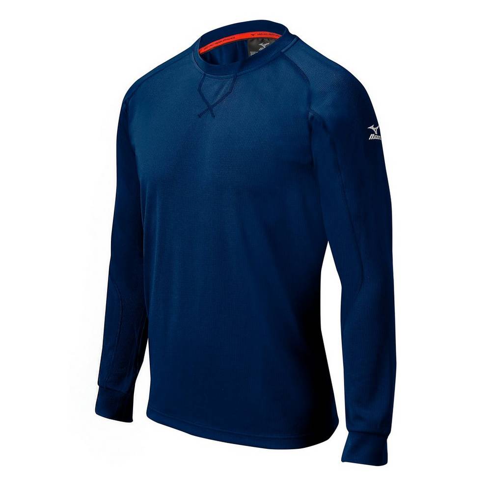 Mens Mizuno Comp Long Sleeve Training Baseball Shirt Navy Philippines (HZRQDN964)